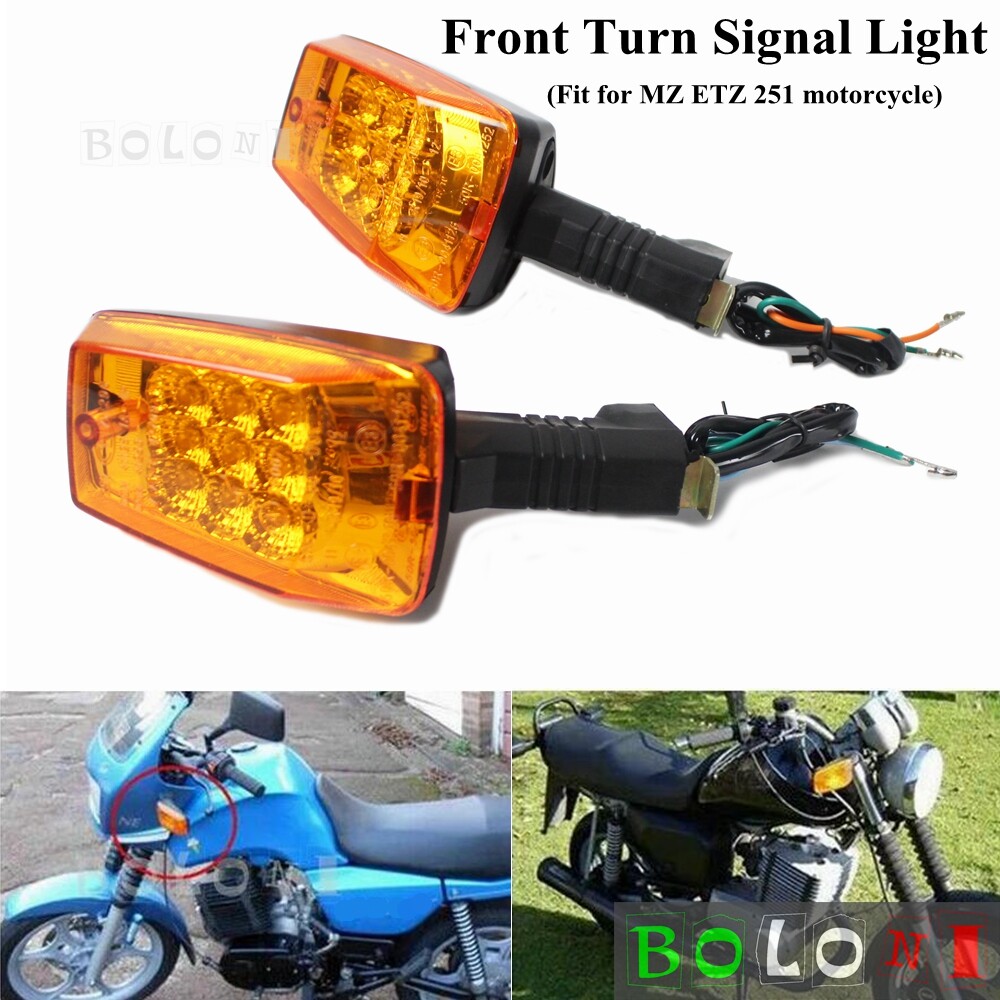 E-mark DOT Motorcycle Front Turn Signal Lights Indicators Amber
