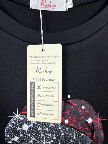 Roshop Women's Casual Long Sleeve Christmas Tunic Dress Pockets Black Large NWTs - Bild 8 von 11