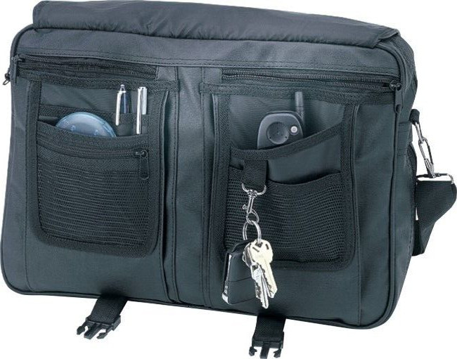 Expandable Black Leatherette Briefcase Portfolio Messenger Bag Satchel Organizer