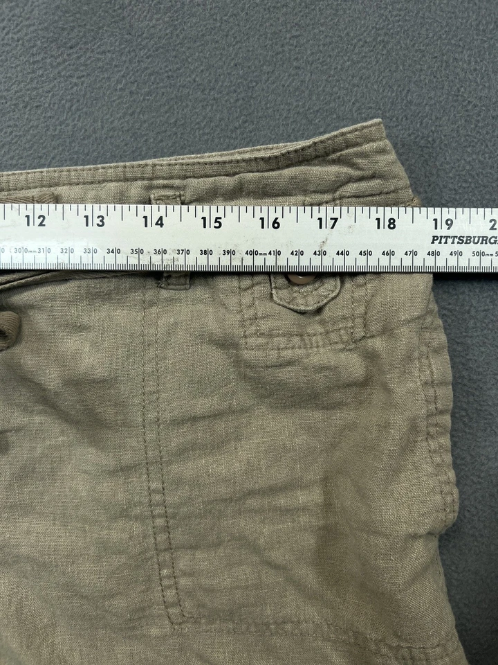 Pantalones Cortos AB Studio Adulto Mujer 12 Marrón Chino Mezcla de Lino Cinturón Corbata Informal Damas Foto 2 de 4