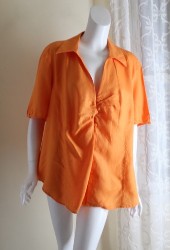 Lily Stanhope -misura UK 3X Arancione Breezy Art-To-Wear Bel Lino Maglia Camicia - Foto 2 di 5