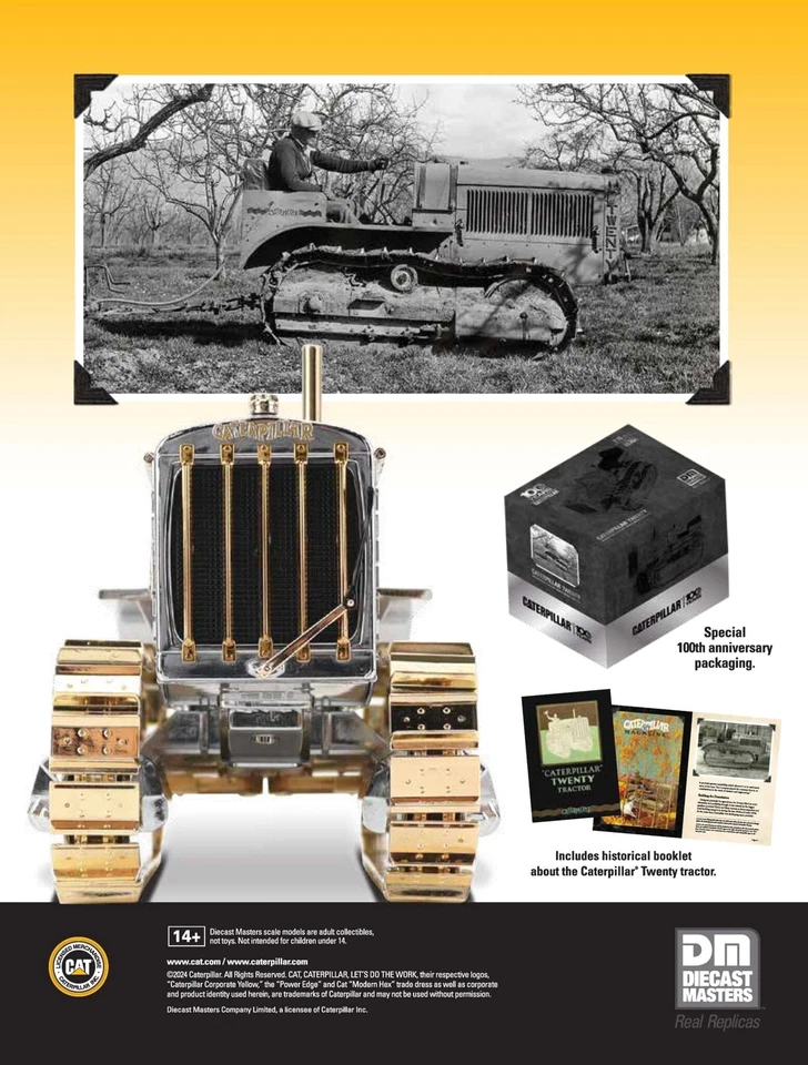 1:16 CAT Twenty Tractor 100th Anniversary - Chrome/Gold -- Diecast Masters 85760 - Image 3 of 4