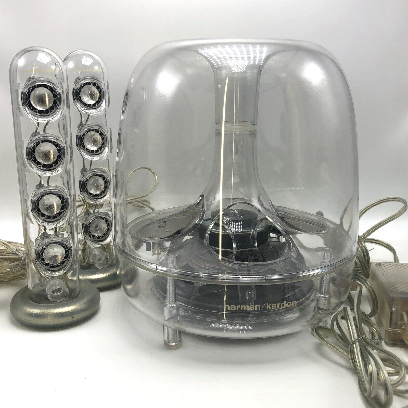 Harman Kardon SoundSticks II 2 + Subwoofer Multimedia Speakers Clear Tested  VTG