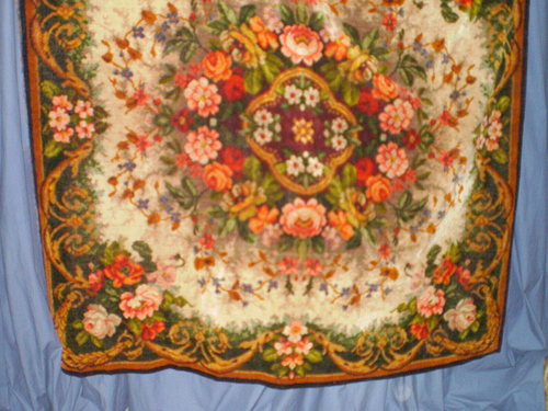 19th Century Multicolored Wool Tablecloth A Rare Find - Picture 4 of 14