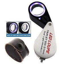 20x Foldable Pocket Magnifier Jewelers Loupe with UV and LED Light for Jewelr...