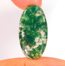 17 Cts Natural Green Moss Agate Oval Cabochon Loose Gemstone 31x16x4 mm CG 0263