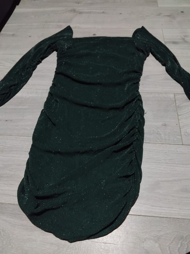 ladys olive green glitter off shoulder dress - 第 3/3 張圖片