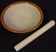 Japan Mortar & Pestle Suribachi & Surikogi Compact Grinding Bowl Sesame Seeds