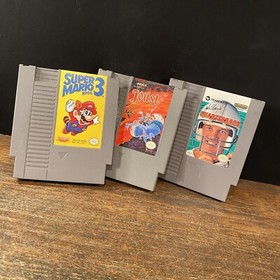 Vtg Video Game Lot (3) Nintendo NES Super Mario 3 John Elway&rsquo;s Quarterback Joust