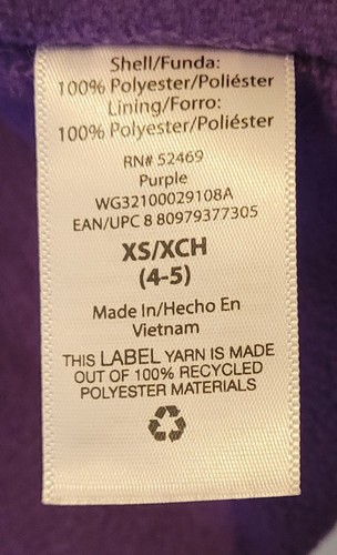 Wonder Nation ~ Childs Purple Unicorn Hooded Jacket ~ Size xs 4/5 - Picture 6 of 7