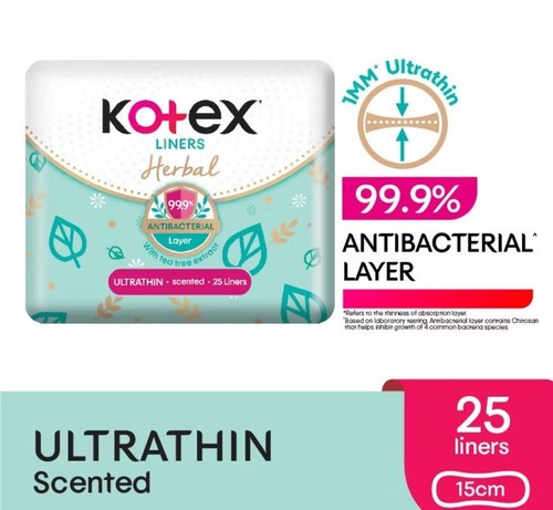 KOTEX Liners Herbal Anti-Bacterial Ultra Thin 15 / 17.5cm - Picture 2 of 9