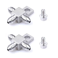 3AN AN-3 Stainless Steel JIC3 AN3 3-Way Male Brake Hose Fitting Tee Adapter 2Pcs