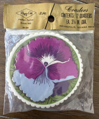 Vtg Paper Coasters 12 New Pansies Easter Spring Bridal Wedding Tea Party MCM