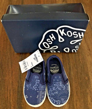 OshKosh Bgosh Girls/Unisex Blue Floral Maeve Casual Slip On Sneaker Shoes SZ 5M