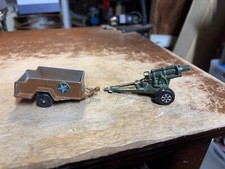 Vintage Tootsietoy US Military Howitzer  Trailer Army Green Cannon Trailer USA