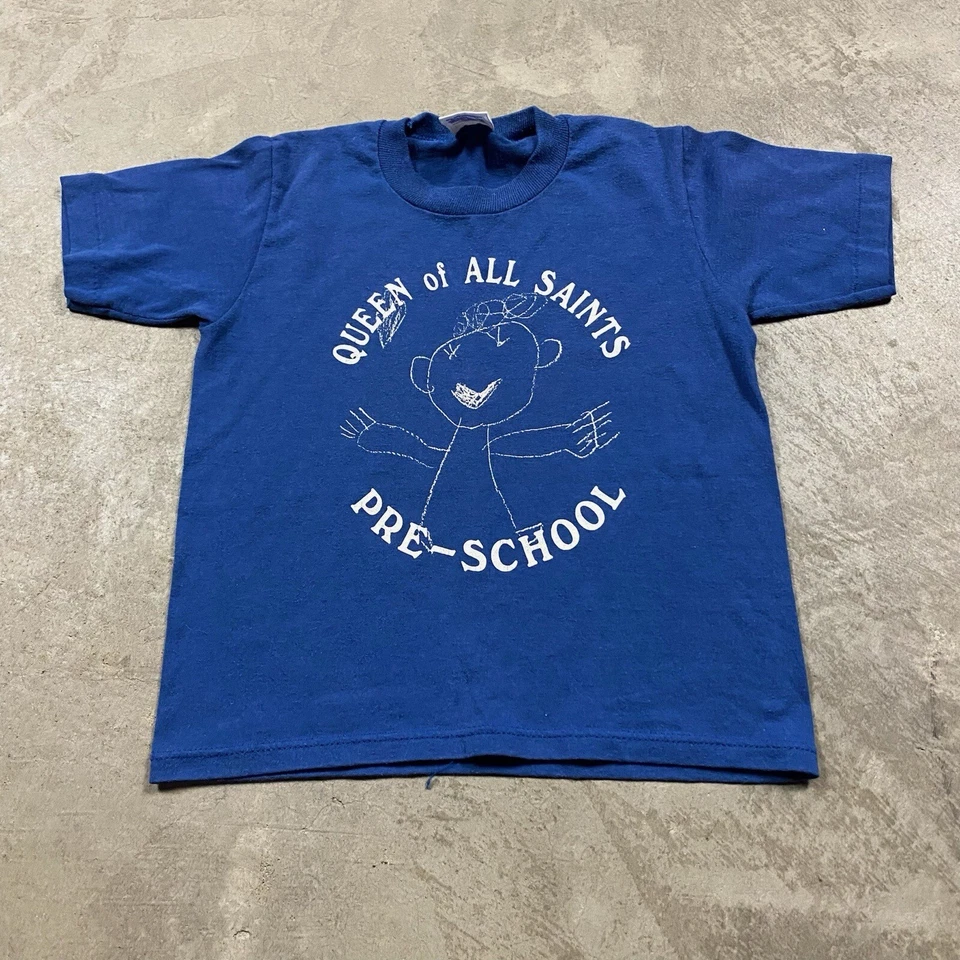 Винтажная католическая футболка 90-х QUEEN OF ALL SAINTS 6-8 молодежная S церковь джерзи школа - Изображение 2 из 4