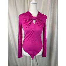 Farm Rio Hot Pink Knot Front Bodysuit Statement Bold Trendy S