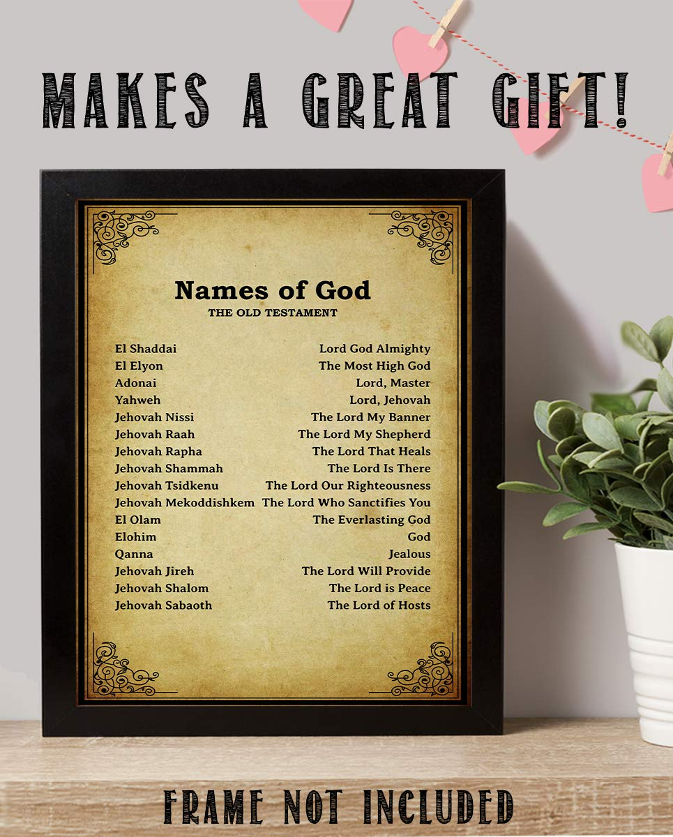  Names Of God Old Testament Meanings Bible Wall Art 10 X 8