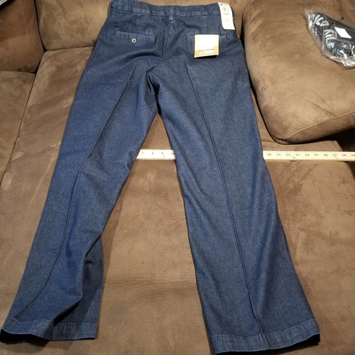 NWT HAGGAR WTW DENIM TROUSERS PANTS WORK TO WEEKEND CLASSIC FIT 31x32 NAVY - 第 16/17 張圖片
