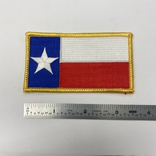 Texas Flag Embroidered Patch 3.5x2 - Yellow Border -Iron Or Sew On - Pack of 32