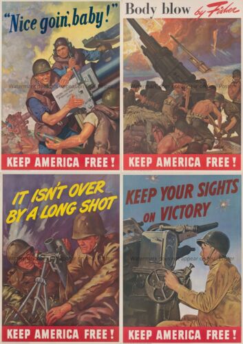 Póster de propaganda de la Segunda Guerra Mundial impresión artillería antiaéreo mortero lanzamina Segunda Guerra Mundial - Imagen 1 de 5
