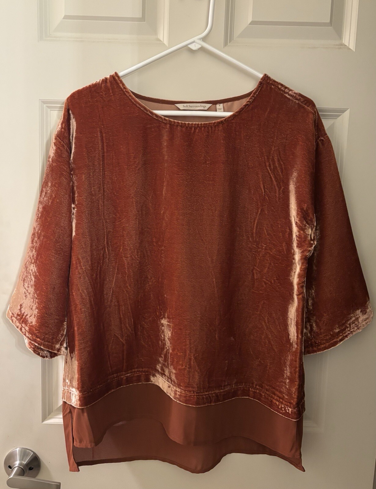 Soft Surroundings Gisella Crushed Velvet Top, Rus… - image 1