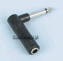 6.35mm MONO Jack Male Plug to Female Socket Right Angle Adapter 90 Degrees 1/4"