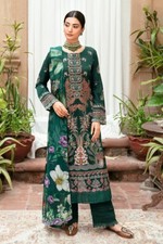 Indian/Pakistani Designer Party Wear Embroidered 3pc Suit With Chiffon Duppatta