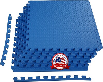 Grueso 3/4  Rompecabezas de espuma entrelazada Estera Gimnasio Baldosas,Azul NEW