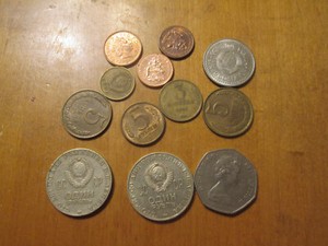 LOT 12 COINS FOREIGN MIXED DATE RUSSIAN ?? AS PHOTOS