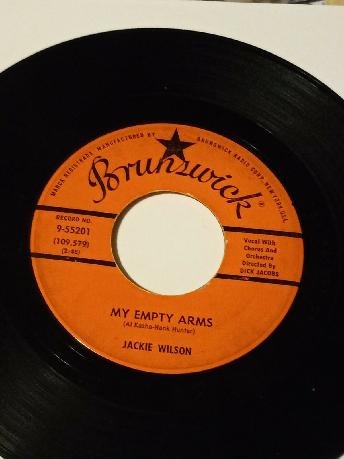 JACKIE   WILSON 45  VINYL RECORD , THE TEAR OF THE YEAR/MY EMPTY  ARMS D 46