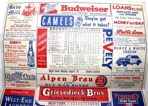1943 Baseball New York v St. Louis Browns Scorecard Sportsman Park - Picture 5 of 5
