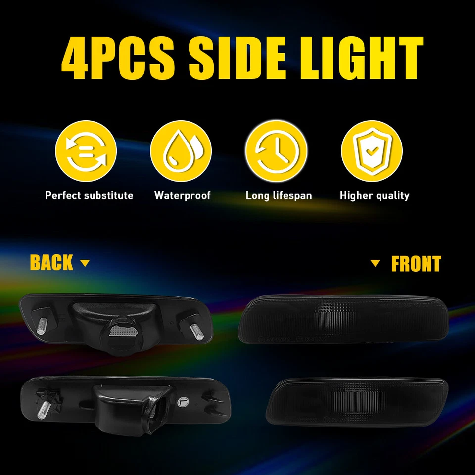 For 2000-2005 Lexus IS300 Front & Rear Smoked Side Marker Bumper Lights Housings - Image 3 of 4