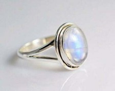 Dazzling Rainbow Moonstone Gemstone 925 Sterling Silver Handmade Ring All Size