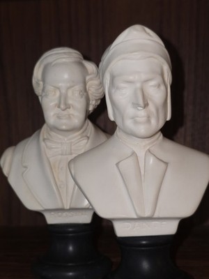 Büsten Alabasterstaub H: 15cm Dante Rossini Italien dekoratives Paar Vintage