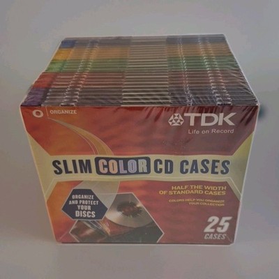 TDK Slim Color CD/DVD Cases Storage Media Cases 25 Cases X019 - New