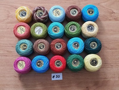 20 Knäuel Perle Baumwolle Nr:12 Stickgarn in verschiedenen Farben #30