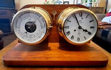 Schatz Royal Mariner Ships Clock Key-Wind & Schatz Matching Barometer Set Tested
