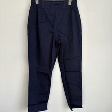 NEW Denim  Co. Petite Flat Front Pants Elastic Waist Stretch Navy Blue Size PL