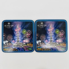At the Top Burj Khalifa Dubai Fireworks Drink Coasters Cork Bottom Set of 2 GUC