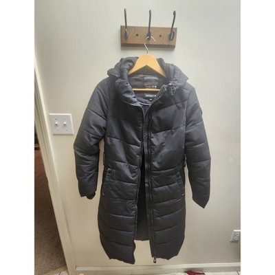Noize Womens Black Puffer Hooded Long Winter Coat Jacket Size S