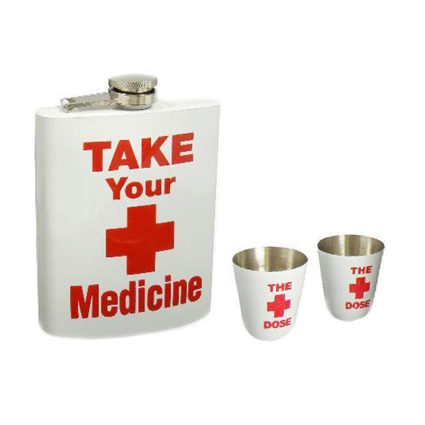 Angelo Flachmann Geschenkset Medizin Design Weiß, Metall, 180Ml, 3Teilig-image
