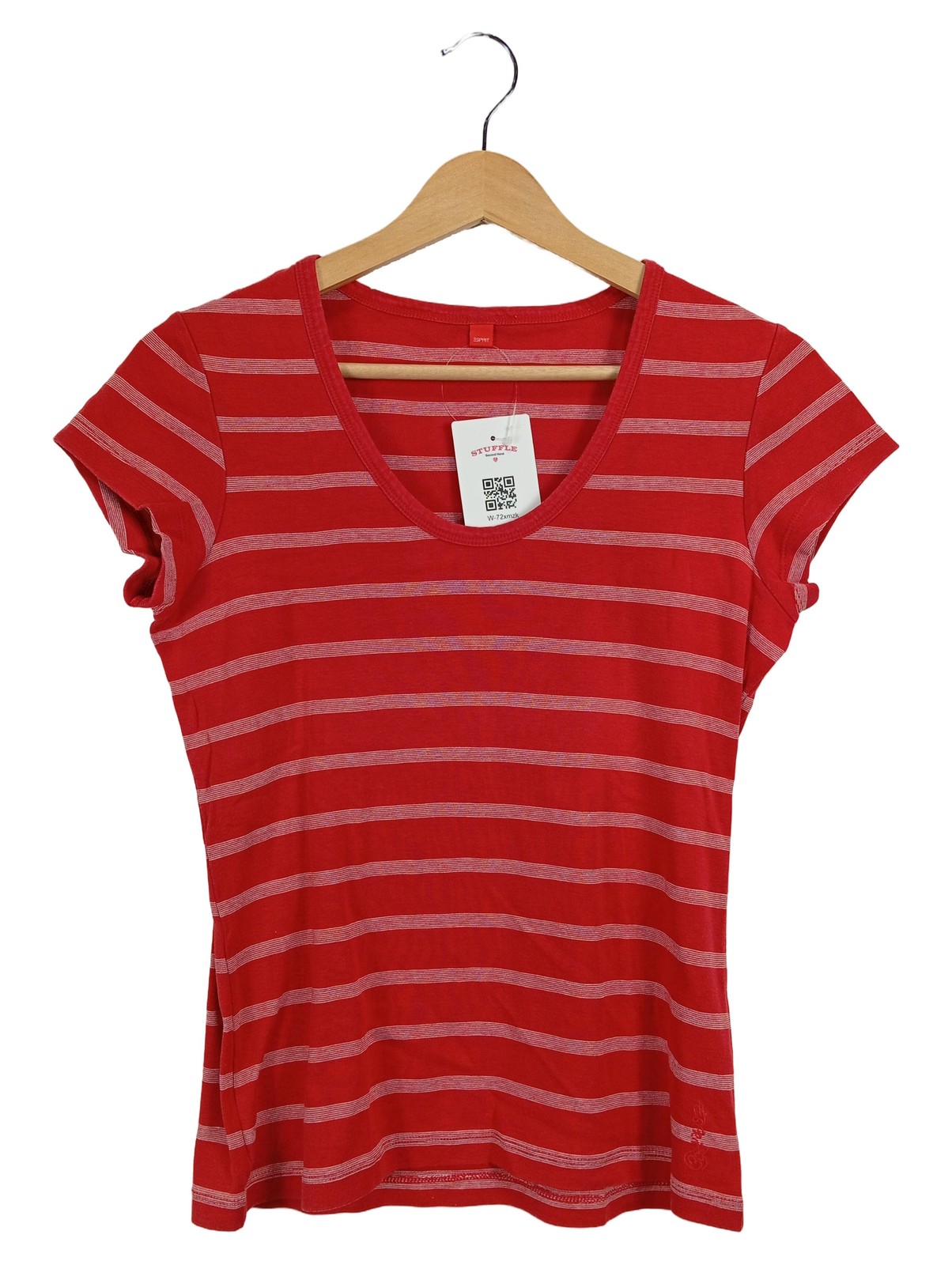 Esprit Damen T-Shirt Gr. 38 gestreift Rot Kurzarm Casual