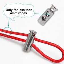 6pcs Plastic Spring Cord Locks Double Hole End Stoppers Fastener Silver Tone