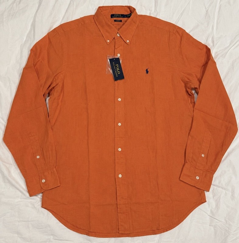 NWT,Polo Ralph Lauren Men’s Linen Blend Long Sleeve Button Shirt Classic Fit,Lrg