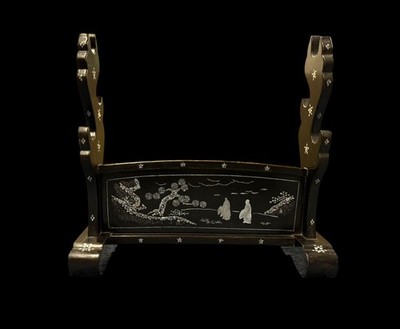 Japanese KATANA-KAKE Inlay work Samurai Sword Wooden Rack Stand Armor ...