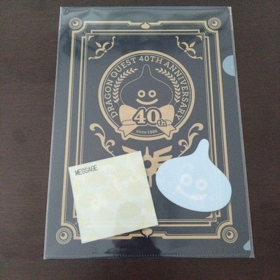 Dragon Quest 40th Anniv Clear File + Slime Sticky Notes, A4, Limited Design,