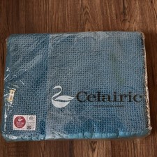Vintage Savoy Celairic Cellular Pure New Wool Blanket Blue NOS Large England