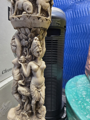 Vintage Asian Thai Carved Resin Column Plant Stand Pedestal Elephant Dragon 40" - Picture 8 of 15