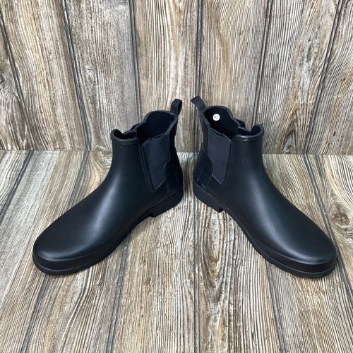 Hunter Original Chelsea Boots Womens Size 8 Black Rubber Rain Ankle Booties - Picture 8 of 10
